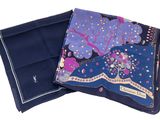 two blue and purple handkerchiefs on a white background