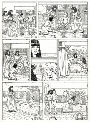 une bande dessinée en noir et blanc mettant en scène une femme en robe et un homme en robe