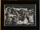 une image représentant un dessin en noir et blanc de deux nus