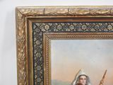 a picture of a painting of a woman holding a stick