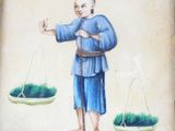 painting of a man holding a scale with a plant on one hand and another holding a scale with a plant on the other
