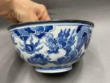 chinese blue and white porcelain bowl with dragon design