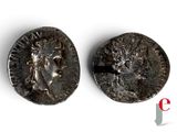 two roman coins, one of which has a head of a woman and one of which is a head of