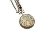 an image of a silver and gold locke with flowers on it
