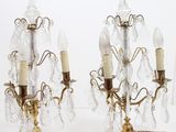 paire de lampes de lustre anciennes en laiton et cristal