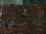 a painting on the wall of a building that has graffiti on it
