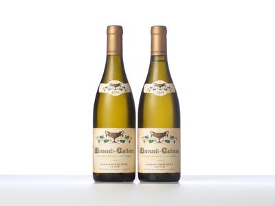 deux bouteilles de vin posées sur une table blanche