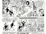 a page from a comic strip with a cartoon of a man in a top hat and a woman in a