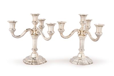 pair of silver plated candelabs