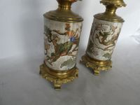 Paire de lampes à pétrole en faïence dans le gout de Nankin … (photo 3)