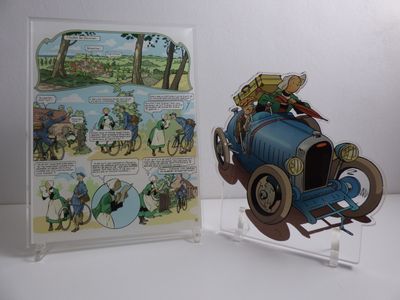 une image représentant une petite voiture à côté d'une image représentant un personnage de dessin animé