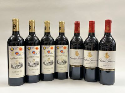 six bouteilles de vin rouge alignées
