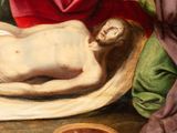 a painting of a man laying on a bed next to a woman