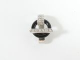 an image of a black and white ring with diamonds on it