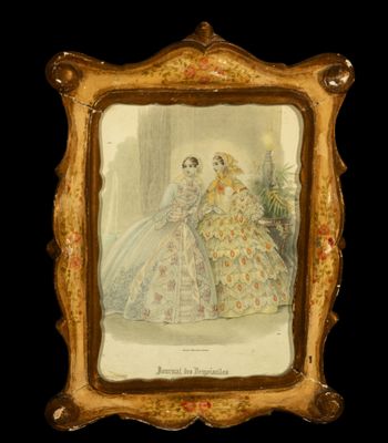 painting of a woman in a white dress and a woman in a yellow dress