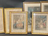 four framed pictures of a woman and a man in a room