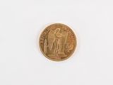 a gold coin with a picture of a horse on it