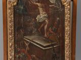 peinture représentant le Crucifidus sur un chevalet en bois