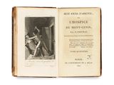 un vieux livre avec l'image d'un homme tenant une épée