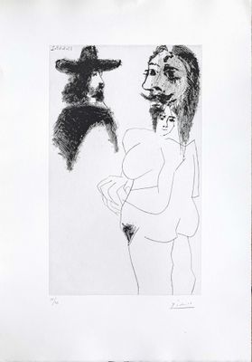 un dessin représentant un homme et une femme debout l'un à côté de l'autre