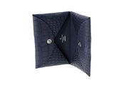 an image of a black wallet with a button on the front