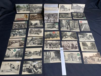 several old black and white photographs of people and buildings