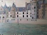 une peinture représentant un château sur le mur d'un bâtiment