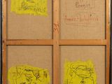 painting of a woman ' s face on a piece of cardboard with yellow marker