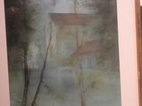 a picture of a picture of a house in the fog