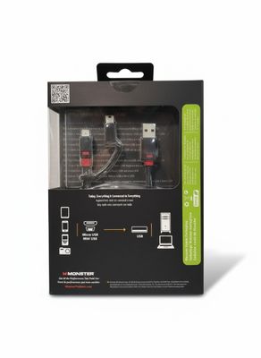 une image représentant une boîte noire contenant un câble USB et un chargeur
