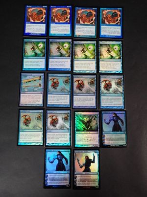 a close up of a table with a bunch of cards on it