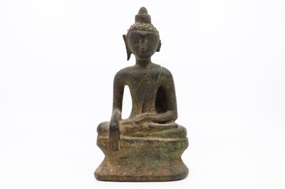 BIRMANIE, XXe Bouddha assis Sujet en bronze. - Photo 1