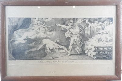 an old picture of a painting of a man and a woman in a cave