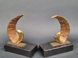 pair of art deco bookends in the form of crescents