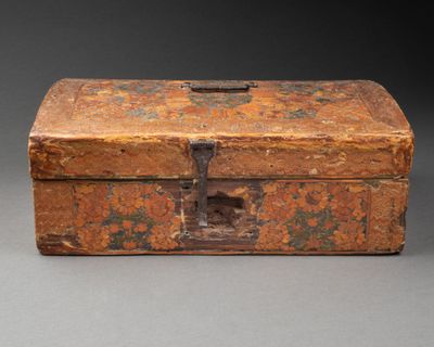 COFFRET à décor de marqueterie de paille figurant des bouque… - Photo 1