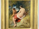 an image of a painting of a woman and child sitting on a blanket