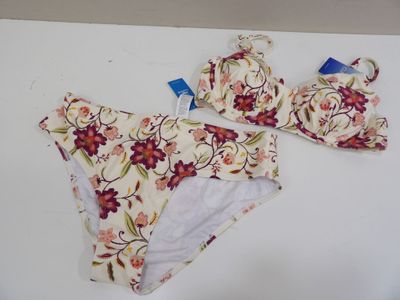 floral print bikini set with matching hat and panties