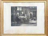 tableau représentant un homme et une femme assis à une table dans une cuisine