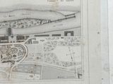 a drawing of a plan of a building and a plan of a park