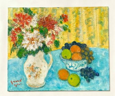Lydie GÉRARD (1920-2008) Nature morte au Bouquet et auxfruit…