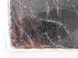 a picture of a black and red painting on a white wall
