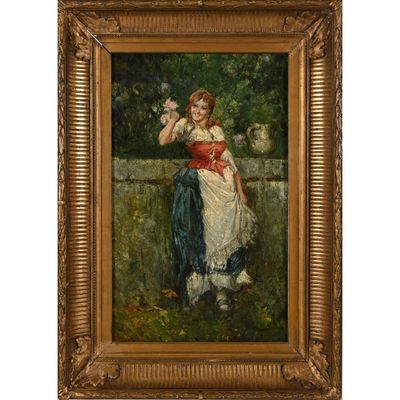 FLEURY Fanny. (1887-1928). « Elégante au jardin ». - Photo 1