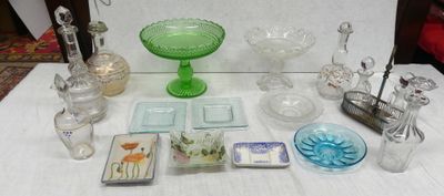 a table with a lot of glass items on it