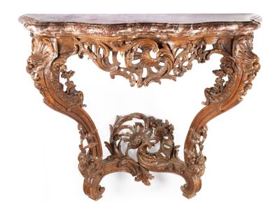 BELLE CONSOLE D'APPLIQUE de forme mouvementée en chêne sculpté reposan - Photo 1