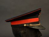 an image of a black hat with a red stripe on top of it