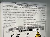 a label on the back of a refrigerator that says commercial refrigerator
