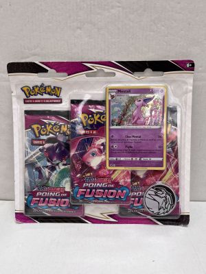 two packs of pokemon trading cards are in a plastic bag