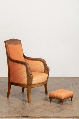 Bergère et acajou et placage d'acajou.
