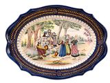 a plate with a painting of a group of people on it