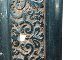 a close up of a metal object with a design on it